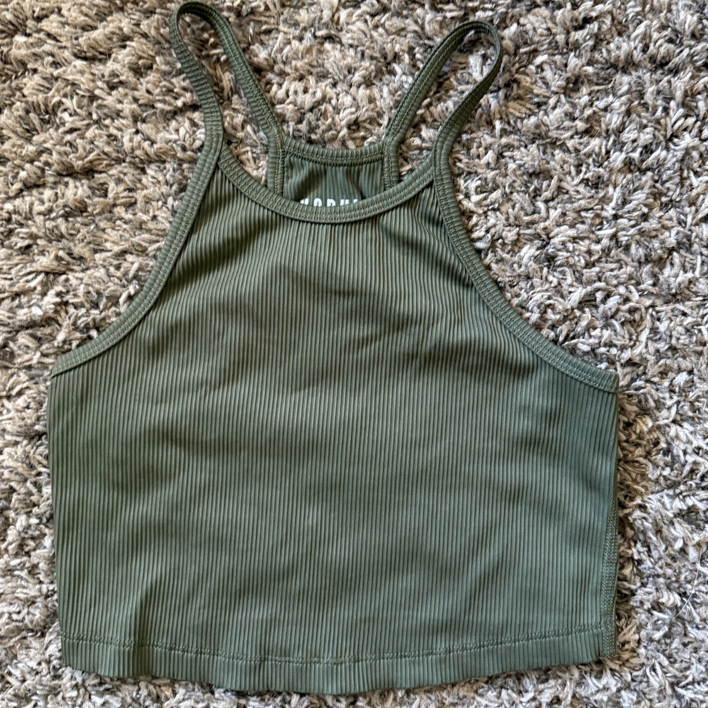 No Bull Army Green Ribbed Tank Top